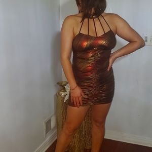 NWT Urban Outfitters Metallic Bronze Mini Dress - Size M